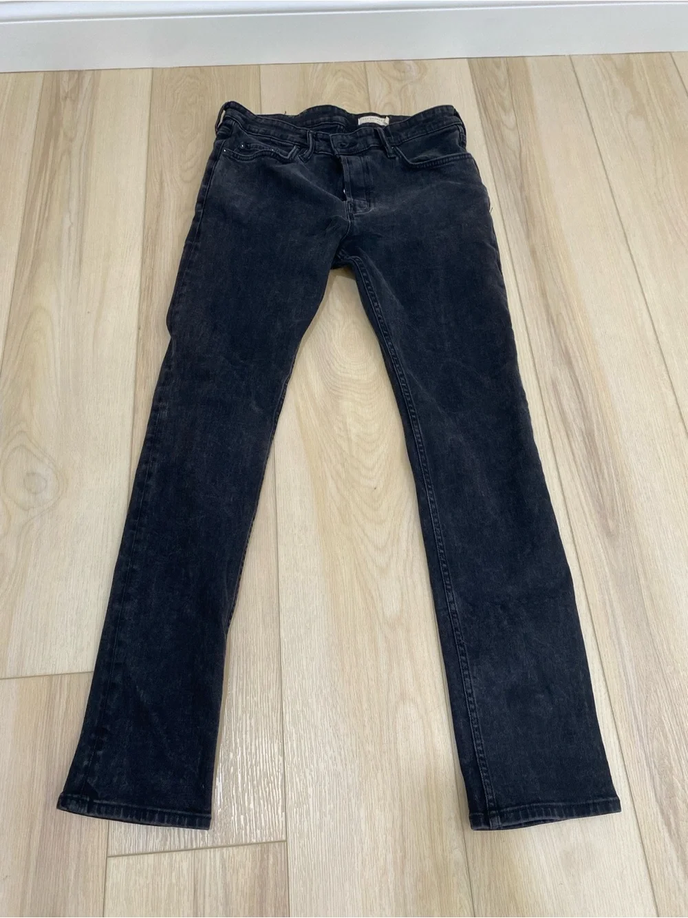 All Saints Jeans Men's 32x30 Black Denim Cigarette Straight Leg Pockets